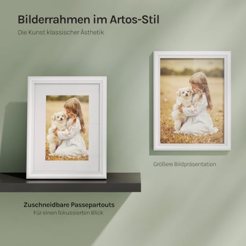 WOLTU Bilderrahmen 50x70, 3er set, Massivholz Fotorahmen mit Passepartout – Ansicht 9