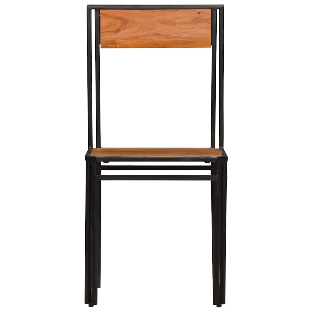 Juego de 4 sillas de comedor de madera maciza de acacia marrón, 43 x 43 x 90 cm | Estructura de acero, altura del asiento 45 cm, pulido y lacado, ya montado