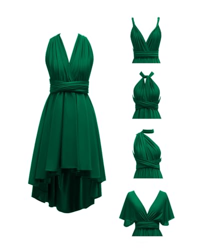 Image of Women's Short Convertible Dress with Bandeau High Low Infinity Bridesmaid Dresses Multi-Way Transformer Formal Dress