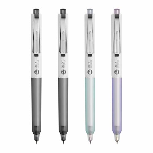 Image of Anupam Sylent Roller Gel Pen 0.5 mm, Waterproof Smooth Quick-Dry Dark Ink, Comfortable Grip Exam & Office Pen, Refillable (2 Multicolour Body BlueInk, 2 Black Body BlackInk)