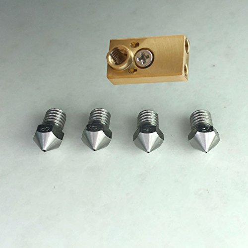 Stainless Steel Nozzles Block Kit Compatible with Ultimaker 2 + UM2 Extended 3D Printer Olsson Block Hotend, Interchangeable Nozzle, 3.0mm