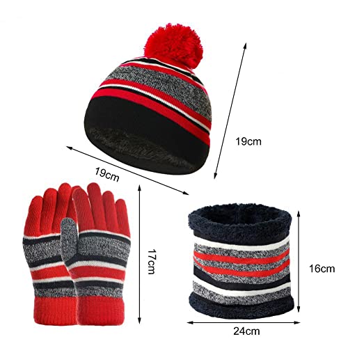 Gorro y bufanda de tejer espeso con guantes suaves para niños 3