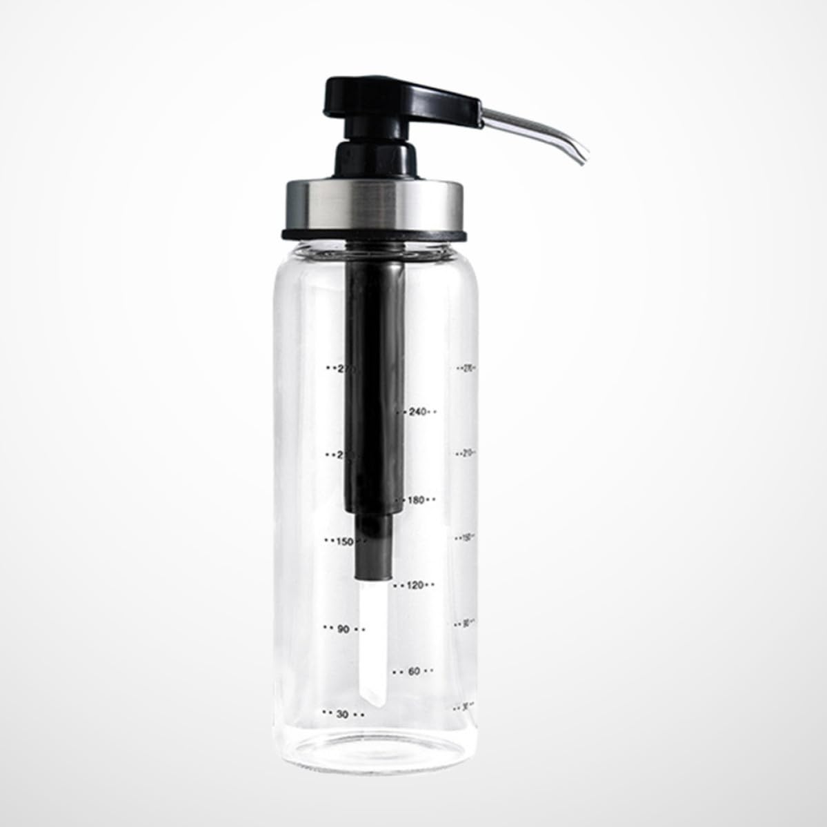 Beavorty Dispenser Marmellata in Vetro Pompa Dosatore in Acciaio Inox e Pp, Contenitore Ermetico da 300ml per Party e Conservazione in Armadio