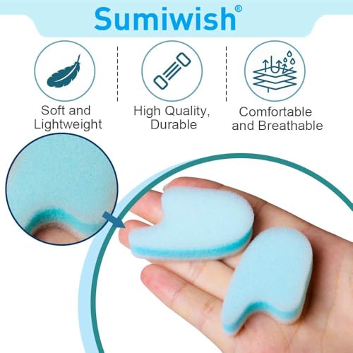 Image of Sumiwish Foam Toe Separators, 20 Pack Breathable Toe Spacers, Reduce Friction and Relieve Corns Pain, Overlapping Toes Corrector - (Blue)