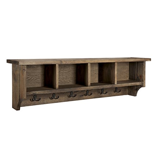 Sonoma 48" Reclaimed Wood Wall Mounted Entryway Coat Hook with 4 Storage Cubbies