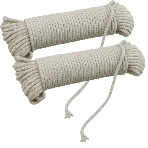 2-Pack 100 Ft Heavy Duty Braided Cotton Rope Clothesline – 6 1/4