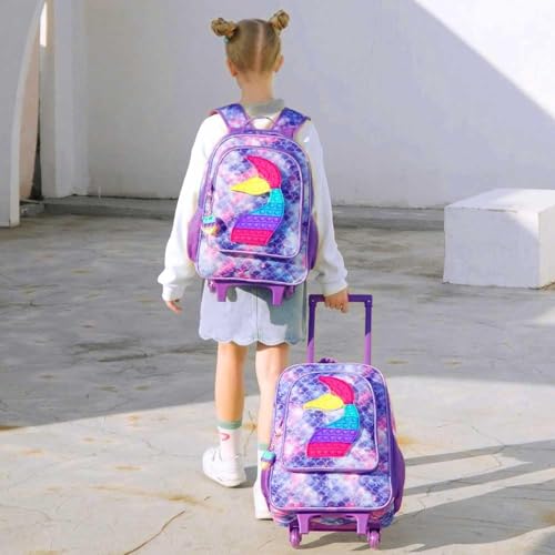 Image of CCJPX Kids Suitcases for Girls, Cute Mermaid luggage Rolling with Wheels, kids carry on luggage for Children Toddler Elementary - Purple