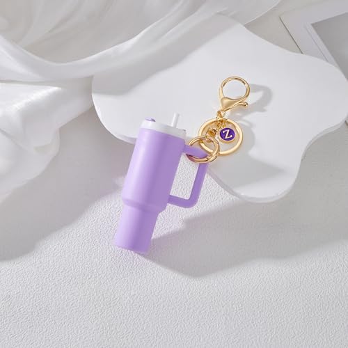 Inicial mini copo, chaveiro acessórios para Stanley Cup, berloques de chave fofos para mulheres bols