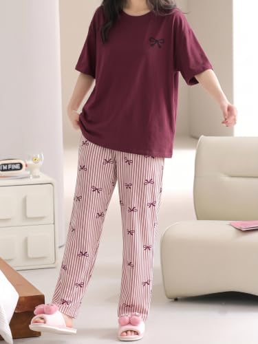 Image of Louis Luxe Cotton Blend Womens Korean Night Dress|| Full Pyjama Set || Korean Nightsuit ||Women Nightwear ||Round Neck Full Sleeve Nightsuit || Loungewear || Everyday Nightdress (ND-11)