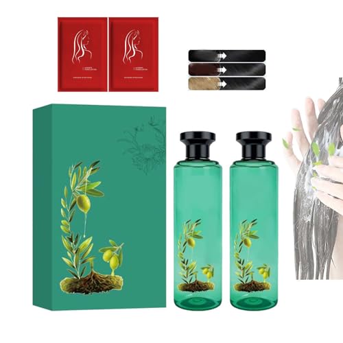 Tinte para el cabello con aceite esencial botánico de larga duración, fórmula suave, juego de tinte para el cabello de larga duración, color de cabello a base de plantas para cobertura (Black)