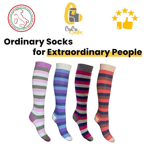 Image of Cotton Knee High Socks for Women Made in Italy, Long Socks for Women (One Size Fits All) Women Dress Socks