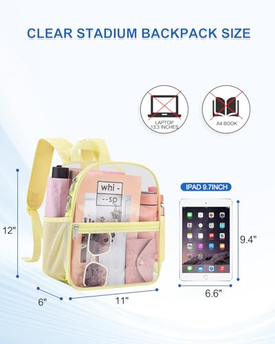 Image of Clear Backpack for Stadium Events, 12x12x6 Small Clear Plastic bag with Reinforced Straps for Game Security Festival Concert