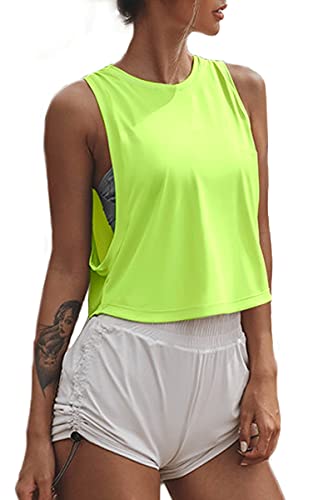 Sanutch High Neck Crop Top Workout Shirts Cropped Muscle Tank for Women
