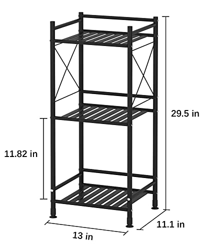 Tzamli 3 Tier Shelving Unit, Free-Standing Bathroom Storage Shelves, Metal Heavy Duty Storage Rack Shelf For Small Space Kitchen Balcony Office, Matte Black #TOP2