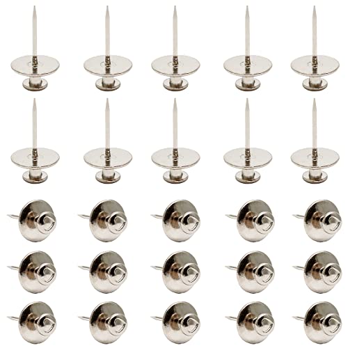 Image of Double Headed Picture Hangers Nails, Thumb Tacks Decorative, Push Pin Wall Nails, Photo Hanging Hook Pins, Small Thumb Tacks for Home Office, Drywall, Classroom,25 Pcs(Silver)