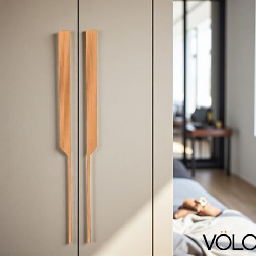 Image of VOLO Cabinet Handle - Multi-Use Pull Handle for Wardrobes, Drawers, Sliding Closets, and Doors in Kitchen, Office, Bedroom (SAC-59) (1 Pair Left & Right) (Rose Gold, 450MM (18 Inch))