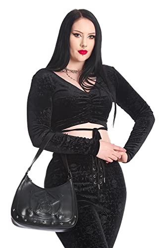 Lost Queen Gothic Women’s White Magic Shoulder Bag Embossed Pentagram Skull Purse2