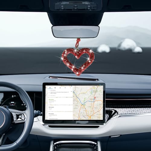 image for Mandark Bling Heart Car Hanging Accessories, Crystal Rhinestone Vehicl