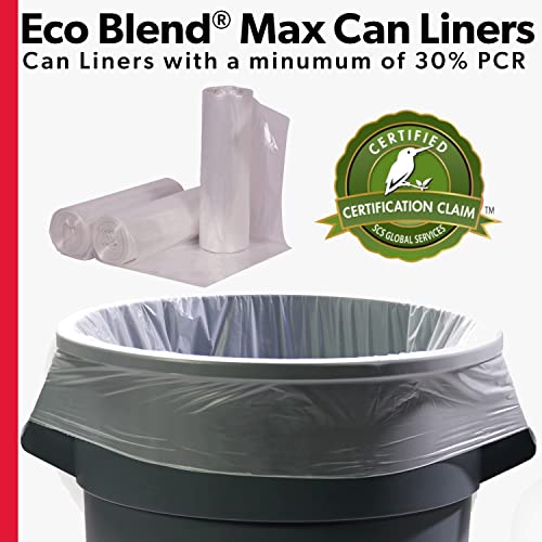 Image of Eco-Blend Max 20-30 Gallon Can Liner by Heritage Bag Co. (100 Pack) 31 inchx45 inch 1.5mil Clear. Made with 30% PCR