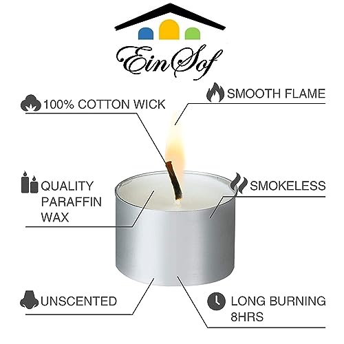 Image of EIN SOF Tea Lights Candles Set of 30 Pcs - 9 Hours Burning Time Tealight for Home Decor, Jumbo Size White T Light Items for Diwali Decoration, Unscented Natural Wax Long Lasting Candle