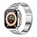 iiteeology Compatible with Apple Watch Band Ultra 3 Ultra 2 Ultra, Upgraded Stainless Steel Band with iWatch Screen Protector Case for Men Silver/Silver