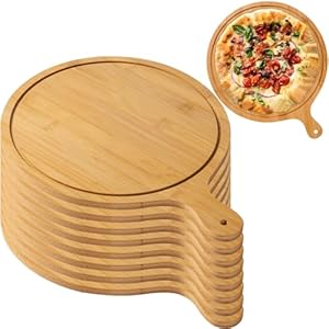 8 Pack Wooden Pizza Serving Board, Lightweight Tray with Handles, for Pizza Making Storage Up to 13 Inches (Color : Light Brown, Size : 11inch)