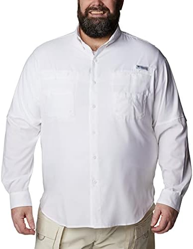 Columbia Men's Plus Tamiami II Long Sleeve Shirt, White - Medium