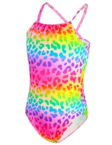 Image of TENVDA Girls Swimsuit Summer Beach Sport Halter Bathing Suits One Piece Swimwear for 2-12 Years Old Kids