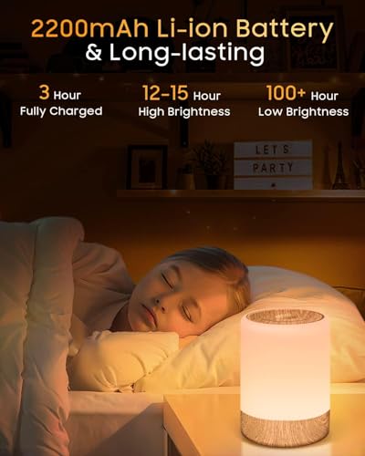 MEDE Night Light Kids Bedroom Touch Lamps Bedside Dimmable,Smart LED Night Light Baby with RGB Changing & Memory,USB Rechargeable Bedside Table Lamp Portable Nightlight for Newborn Breastfeeding - Image 5