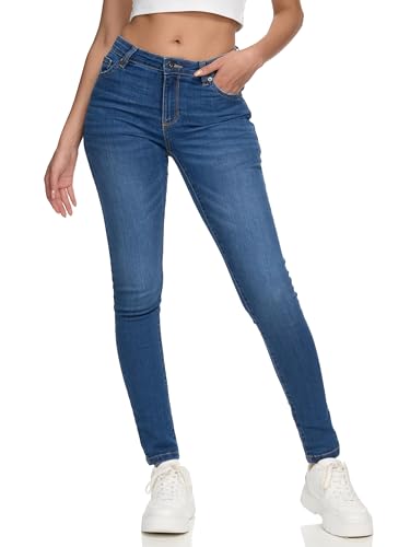 REPUBLIX Damen Mid Waist Skinny-Fit Stretch Denim Jeans Basic RJ-1001 Mid Blue 44