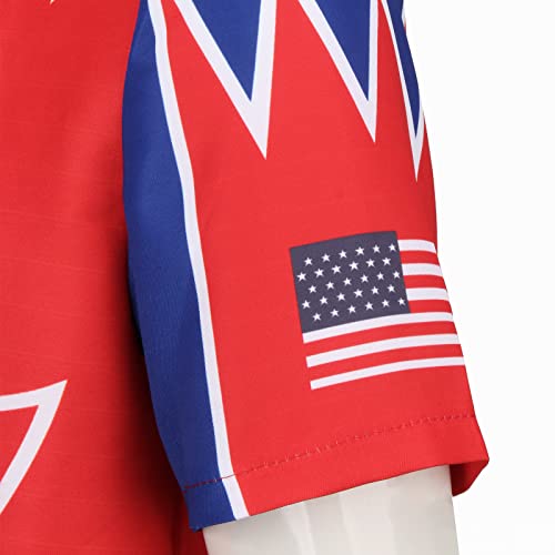 Ricky Bobby Costume Short Sleeve Shirt Cap Hat Outfit Adult Men Talladega Nights Wonder Halloween Cosplay Props (Red, Large) #TOP4