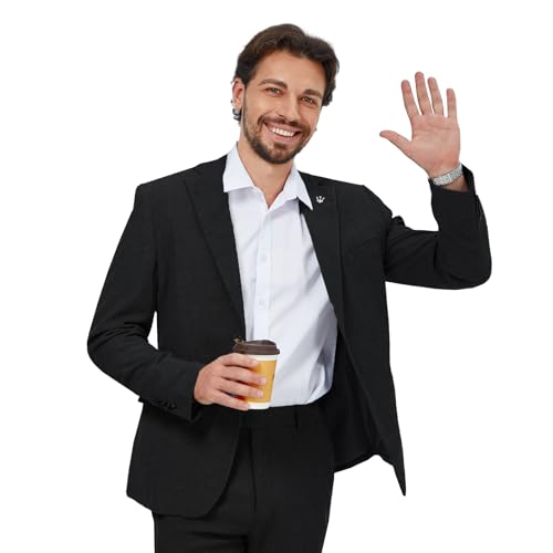 WEEN CHARM Men's Summer Seersucker Suit-2-Piece Blazer and Pants Set-Lightweight,Breathable,Casual,Cool and Comfortable