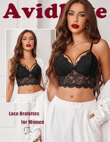 Avidlove Lace Bralette for Women Lingerie Spaghetti Adjustable Strap Tank Camisole Crop Top3