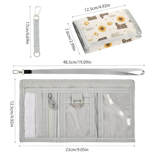 ALAZA Kids Wallets for Boys Girls Toddler Trifold Wallet Children Small Boots Cactus Sunflower with Zipper Coin Pocket3