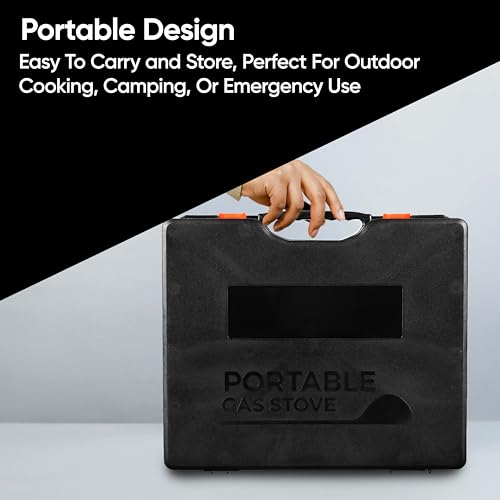 Aspect Camping Stove Portable With 4 Butane Gas Camp Kitchen Equipment Single Burner Outdoor/Indoor - Camping Stove With Automatic Ignition & Heat Control - Cooking Grill, Picnics, Bbq – Black - 4