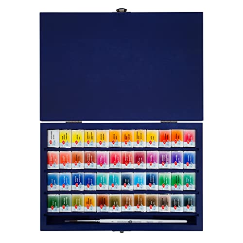 White-Nights-Extra-Fine-Artists-Grade-Professional-Watercolors-Gift-Sets-by-Nevskaya-Palitra-48-colors-with-1-brush-in-a-Birch-box