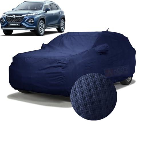 Image of ASCOT, CAR COVER for Maruti Suzuki Nexa Fronx Car Body Cover Waterproof with Mirror & Antenna Pocket 3 Layers Custom-Fit Heat Resistant UV Proof Indoor & Outdoor Use (FRONX Sigma CNG, TIEBOND Blue)