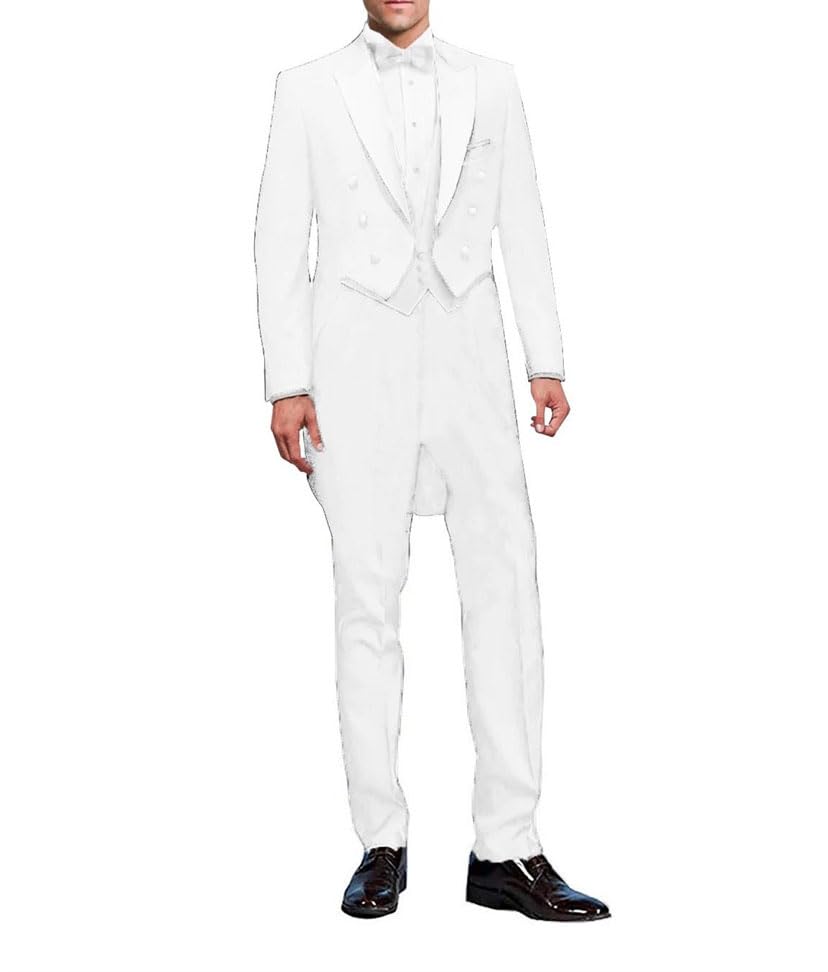 Men's Black Tailcoat Suit - Groom Vest 3-Piece | Best Man Prom Formal4