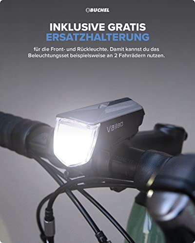 Büchel Fahrradlicht - Vail + Akku-Rücklicht I StVZO zugelassen I 80 Lux Fahrrad licht aufladbar...