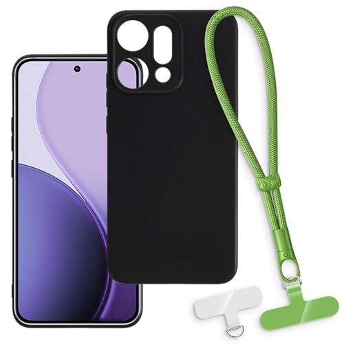OAGELIM 2-in-1�ی�P�[�X�ƃ��X�g�X�g���b�v OPPO Reno 14 Pro 5G China �Ƃ̌݊������� ���O���\�ȃ��j���[�h�t���d�b�J�o�[�A����~�ߕ����h�~�O���b�v�n���h�� (�u���b�N + �O���[��)
