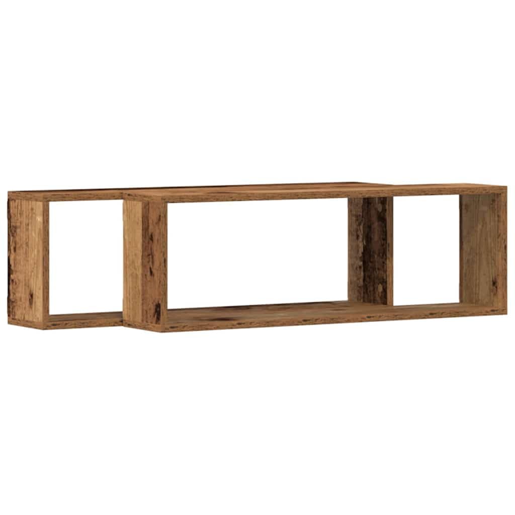 Zestaw 2 półek ściennych o wyglądzie starego drewna, materiał drewnopochodny, 80 x 15 x 26 cm, wiszący, do salonu, sypialni, wszechstronne miejsce do przechowywania