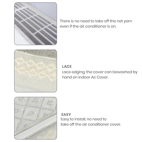 Image of Combo Cotton Net Split AC Cover Indoor Unit for 1.5Ton Capacity AC, Premium Work Indoor AC Dust Protection Cover Designer Summer Ac Cover for 1.5Ton Ac (38 X 15.35 X 7.8 inch, Brown & Grey)