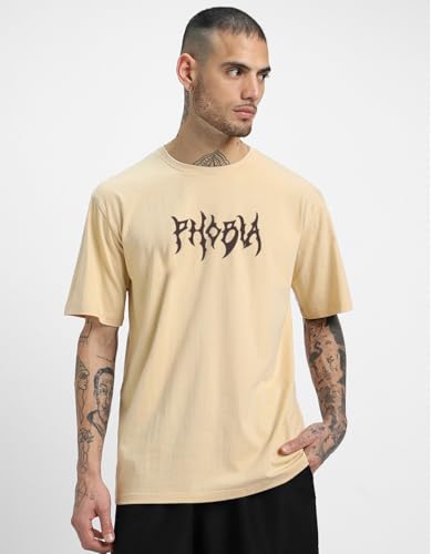 Image of Veirdo Cotton Drop Shoulder Round Neck Oversized Baggy Fit Front & Back Graphic Printed Half Sleeve T-Shirt Men (Available in from S to 2XL)