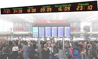 Multi-City LED Wall Clock - Display 3/4/5/6 Time Zones, 5-Level Brightness, Adjustable Settings, Ideal for Hotels & Airports, High Visibility 1000cd