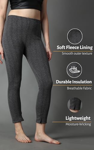 Image of Wearslim Women's Cotton Quilted Winter Lightweight Thermal Underwear, Long Johns Bottom and Spaghetti Set with Fleece Lined Soft Warmer