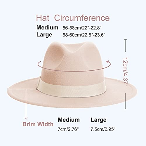 Image of Classic Fedora Hat Flat Top Hat Felt Pork Pie Hat Wide Brim Church Derby Cap for Women and Men