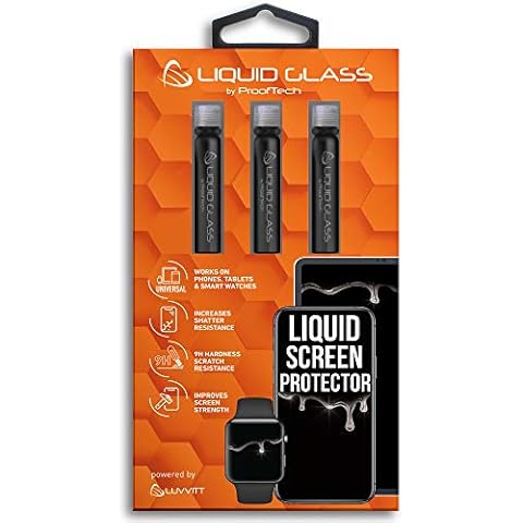 Liquid Glass Screen Protector for Up to 12 Devices Universal Fit for All Smartphones Tablets and Watches Scratch and Shatter Resistant Wipe On Nano Protection - 3 Bottles Cover