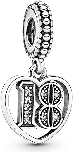 MariaFonte Charm New 2025 Compatibile Tutte Marche 18 Anni Compleanno Anniversario Ciondoli Originale Bead Argento 925 Amicizia Mamma Portafortuna Cuore Famiglia Set Natale Donna Bracciale