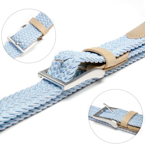 Image of Men's Stretch Braided Elastic Woven Canvas Golf Belt, multicolor,1 3 /8 inch