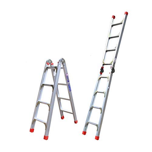 Échelle épaissie Pliante échelle en Aluminium Multifonctionnel ingénierie Domestique à Double Usage escalier à Chevrons à Quatre Niveaux (Color : Silver, Size : 83 * 45 * 118cm) Cover